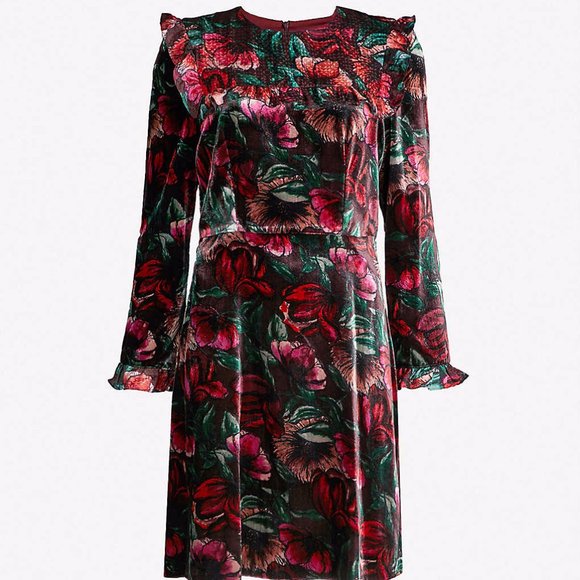 Sandro Floral Velvet Dress - Picture 8 of 11